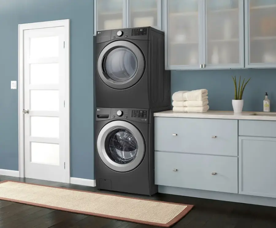 Alt View 19. LG - 5.0 Cu. Ft. High-Efficiency Stackable Front Load Washer with 6Motion Technology - Middle Black.