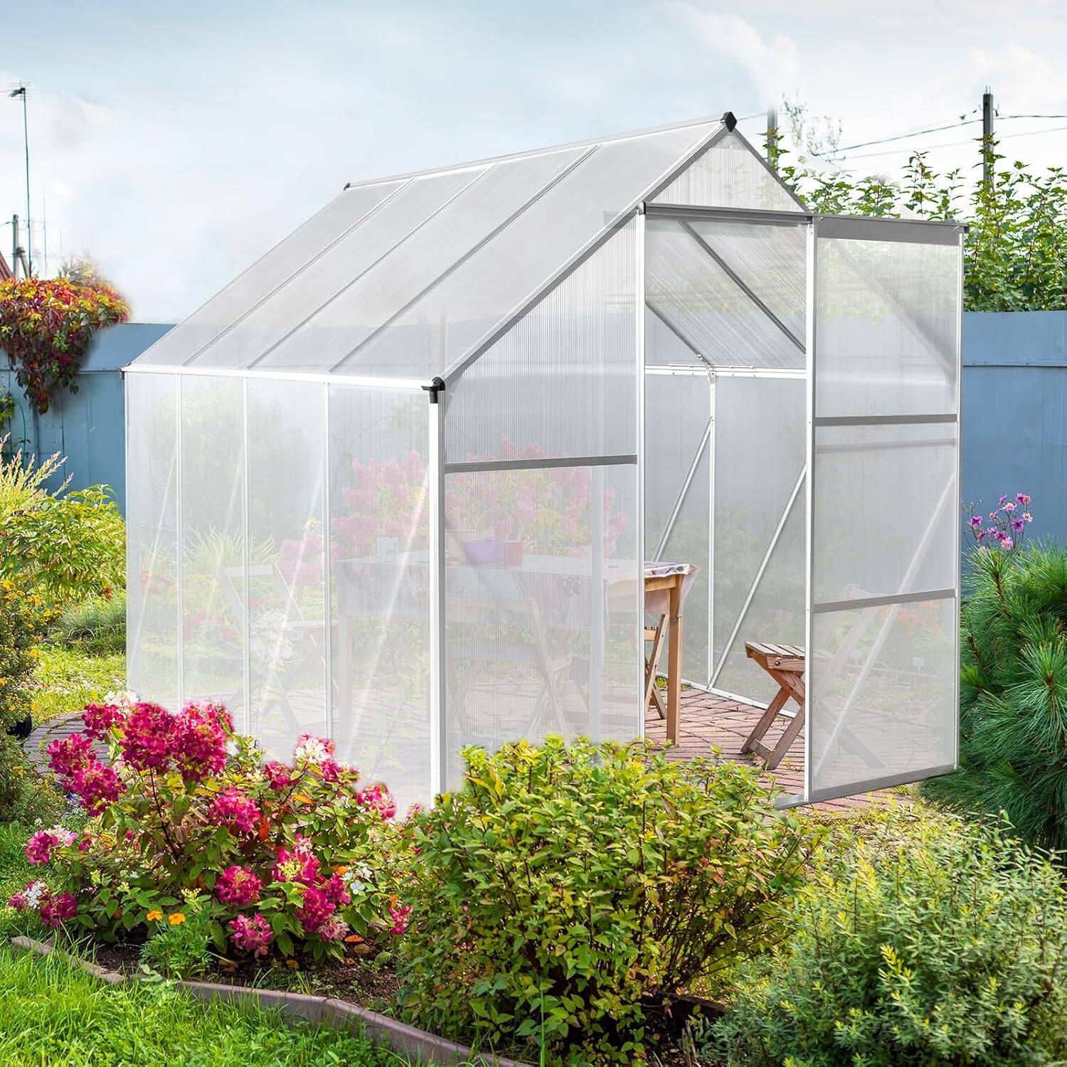 Alt View 1. Winado - 6x8 FT Greenhouses for Outdoors, Polycarbonate Greenhouse, Large Walk-in Greenhouse with Quick Setup Structure and Roof.