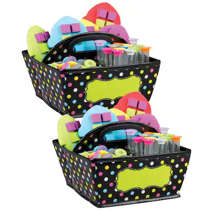 Front. Teacher Created Resources - Teacher Created Resources Chalkboard Brights Storage Caddy, 9" x 9" x 6", Pack of 2.