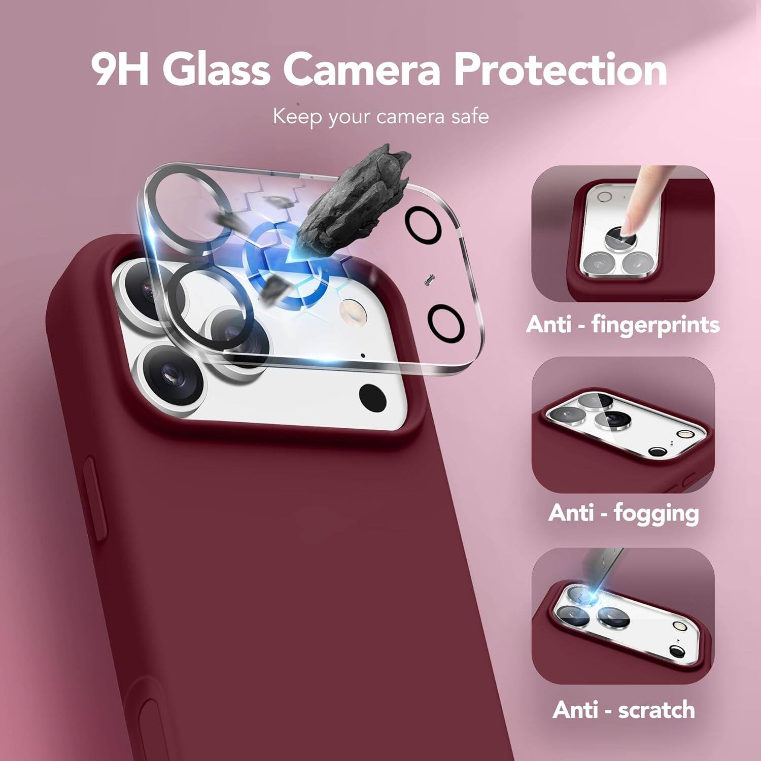 9H Glass Camera Protection  
Keep your camera safe  

- Anti-fingerprints  
- Anti-fogging  
- Anti-scratch