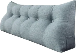 wowmax - Wedge Pillow Headboard for Queen - Large Bolster with Removable Bed Cover - Gray