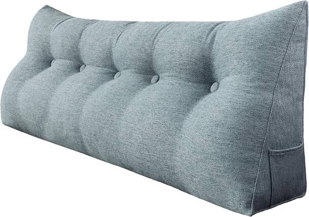 Front. wowmax - Wedge Pillow Headboard for Queen - Gray Large Bolster with Removable Bed Cover - Grey.
