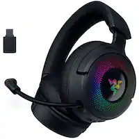 Razer - Kraken V4 Wireless Over-the-Ear Gaming Headset for PC, Mac, Playstation, Nintendo Switch, Steam Deck, Mobile, and Tablet - Black - Front_Zoom