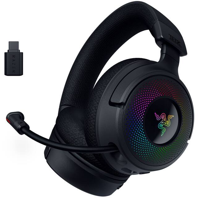 Razer - Kraken V4 Wireless Over-the-Ear Gaming Headset for PC, Mac, Playstation, Nintendo Switch, Steam Deck, Mobile, and Tablet - Black