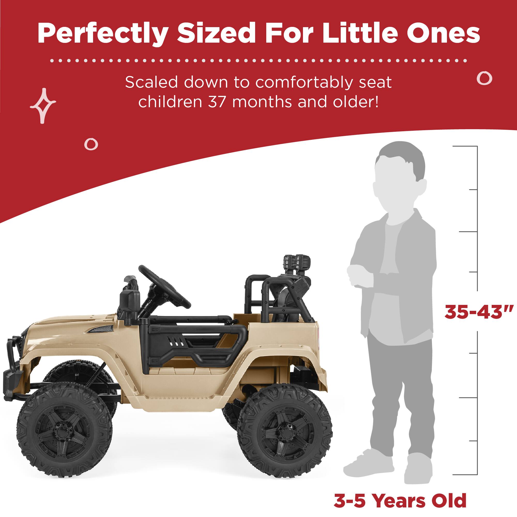 Perfectly Sized For Little Ones

Scaled down to comfortably seat children 37 months and older!

35-43" 3-5 Years Old