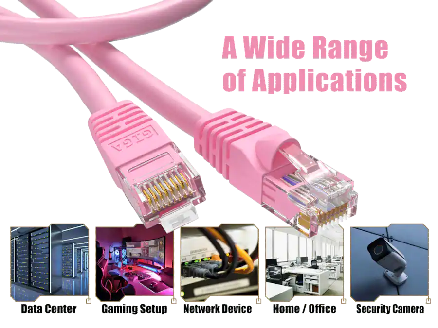 Pink Patch Kitten Cable Leader Cat 6 Ethernet Cable, 24 AWG Snagless RJ45 Patch, Gigabit ...