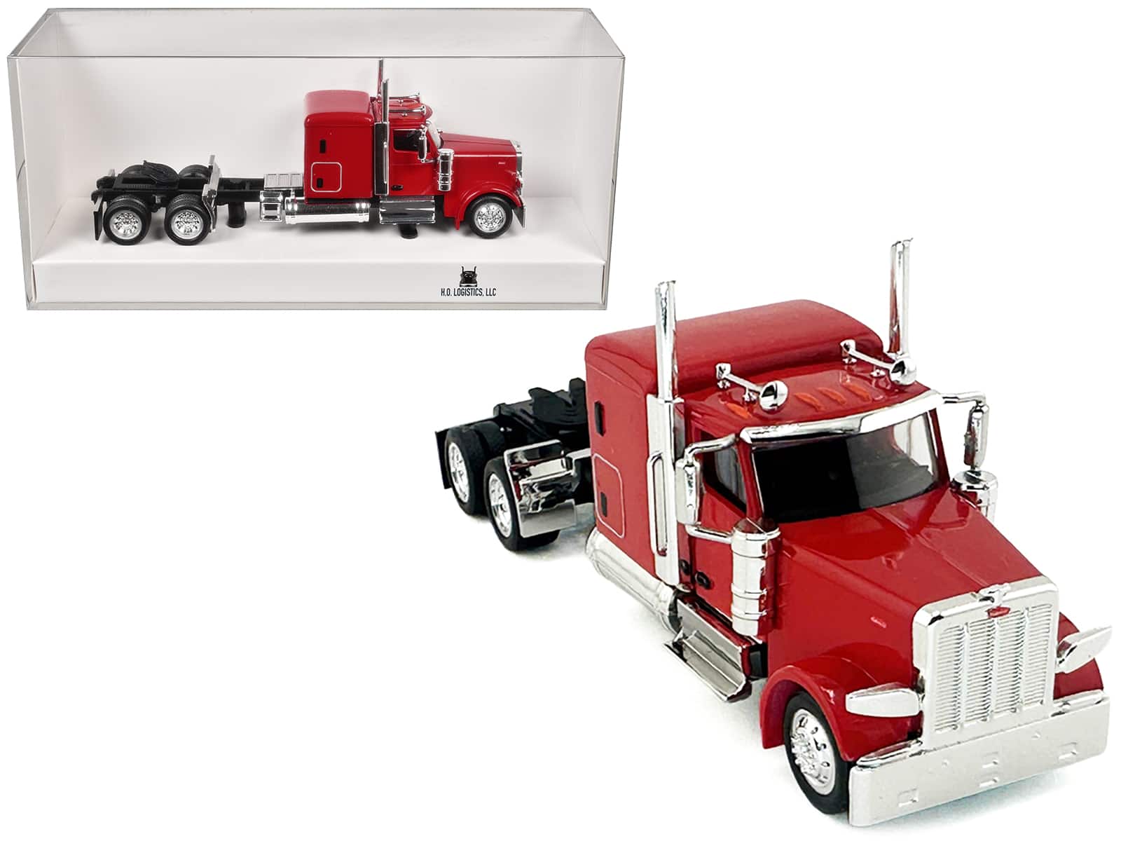 HO Logistics Replicas - Peterbilt 589 Truck with 72 Inch Sleeper 1/87 (HO) Plastic Model Car by HO Logistics - Red