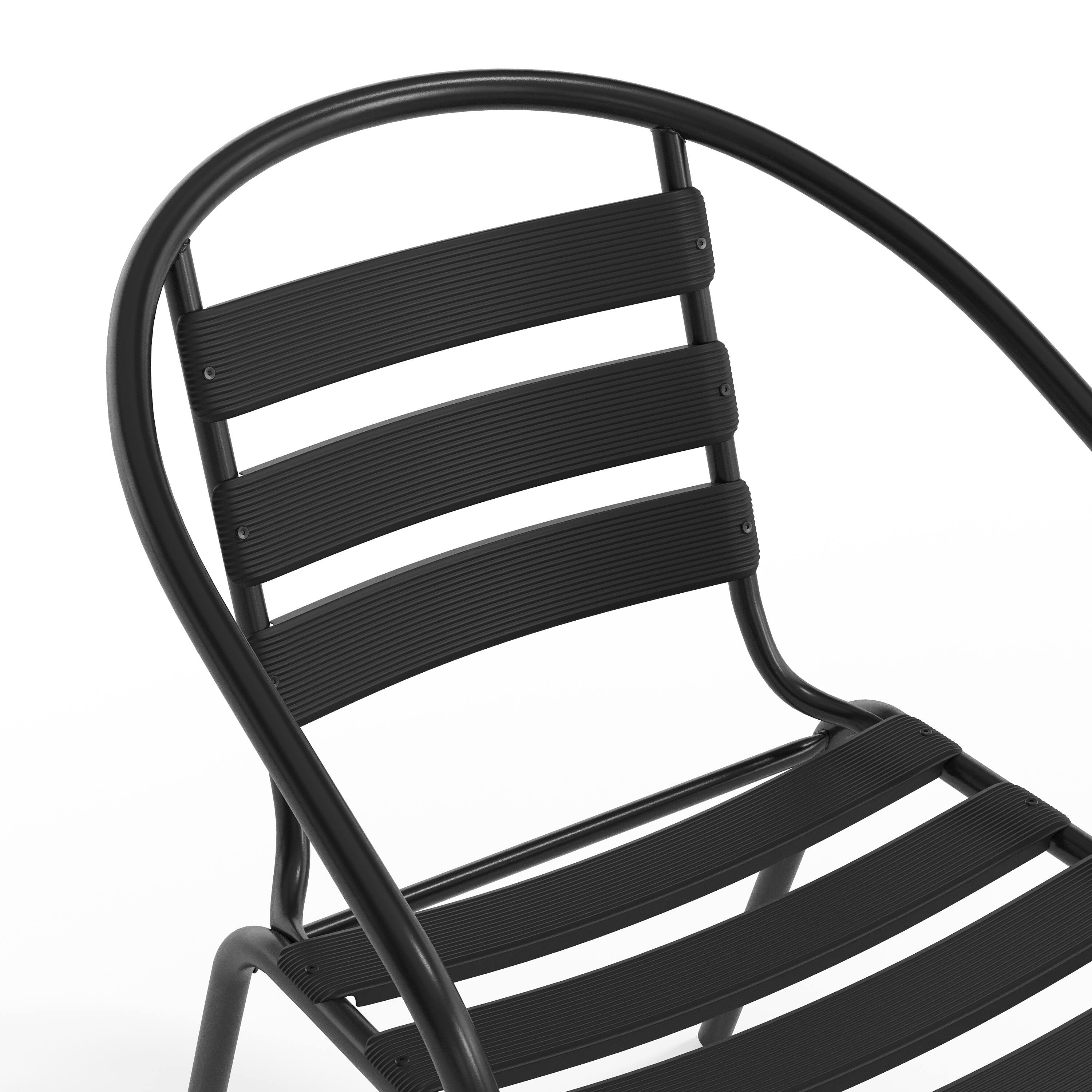 Alt View 10. Emma + Oliver - Metal Restaurant Dining Stack Chair with Aluminum Slats - Black.
