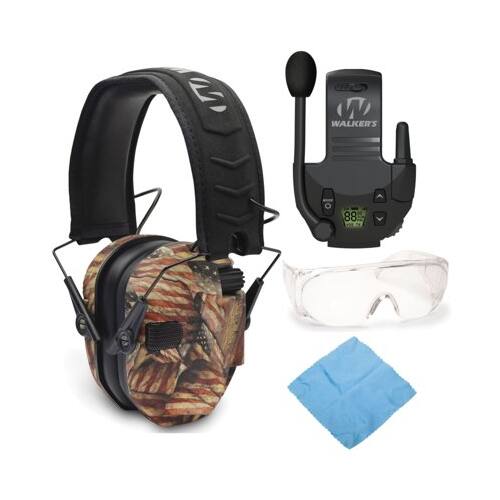 Angle. Walkers - Walkers Razor Slim Electronic Shooting Muff (American Flag) Bundle - Brown.