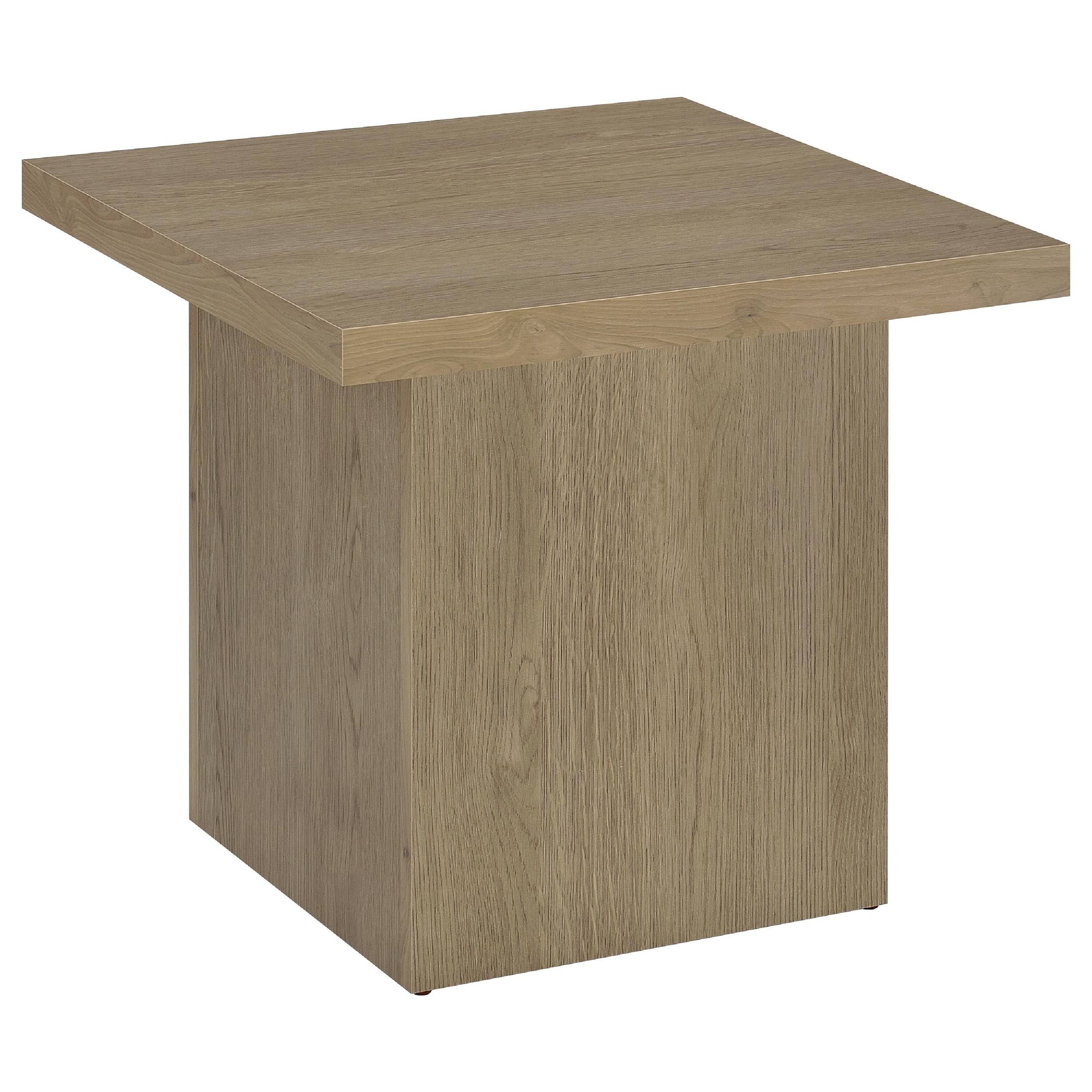 Front. Manhattan Lane - Darla Square Side-End Table, Block-Like Base, Wood 24 Inch - Latte Brown.