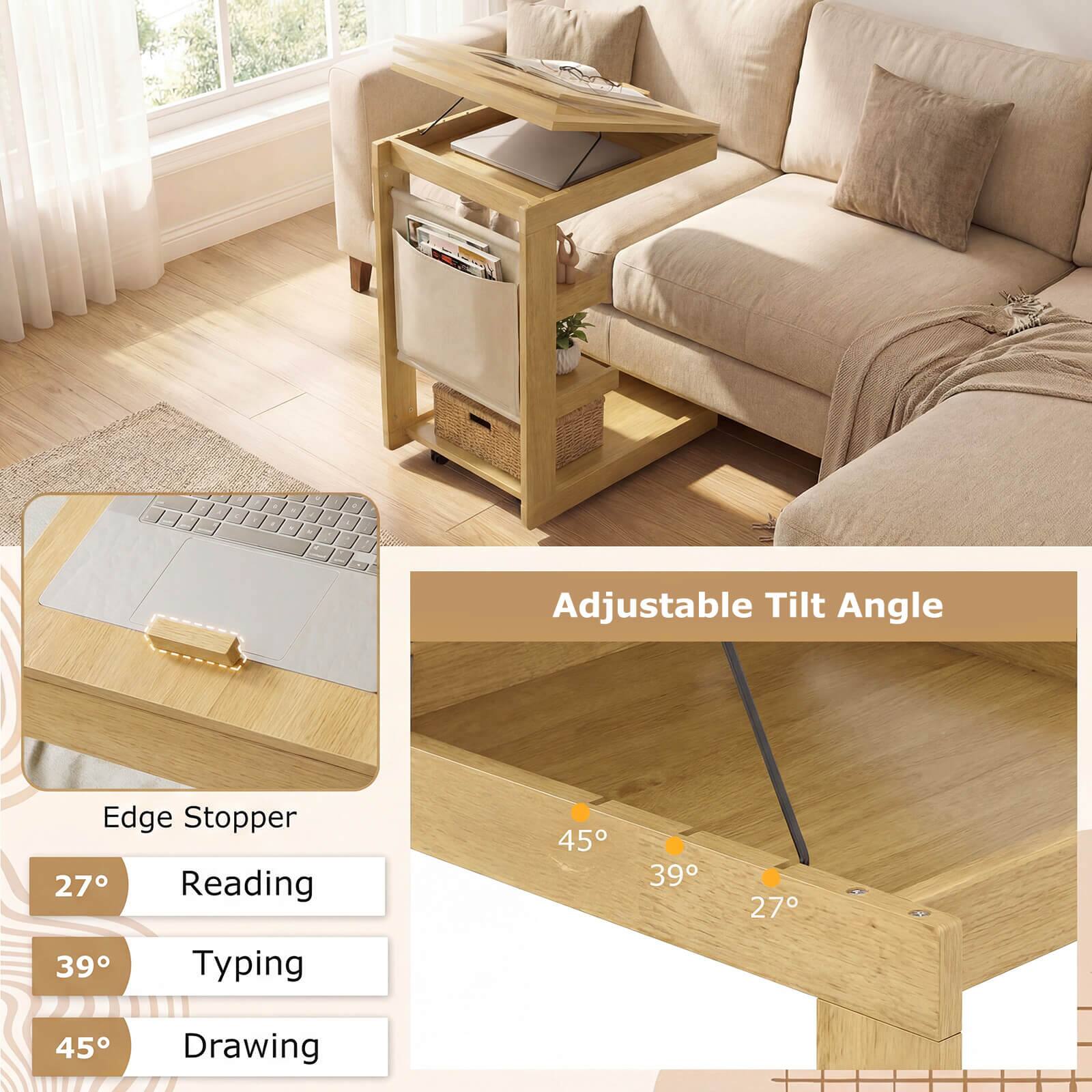 Adjustable Tilt Angle

Edge Stopper

27° Reading

39° Typing

45° Drawing