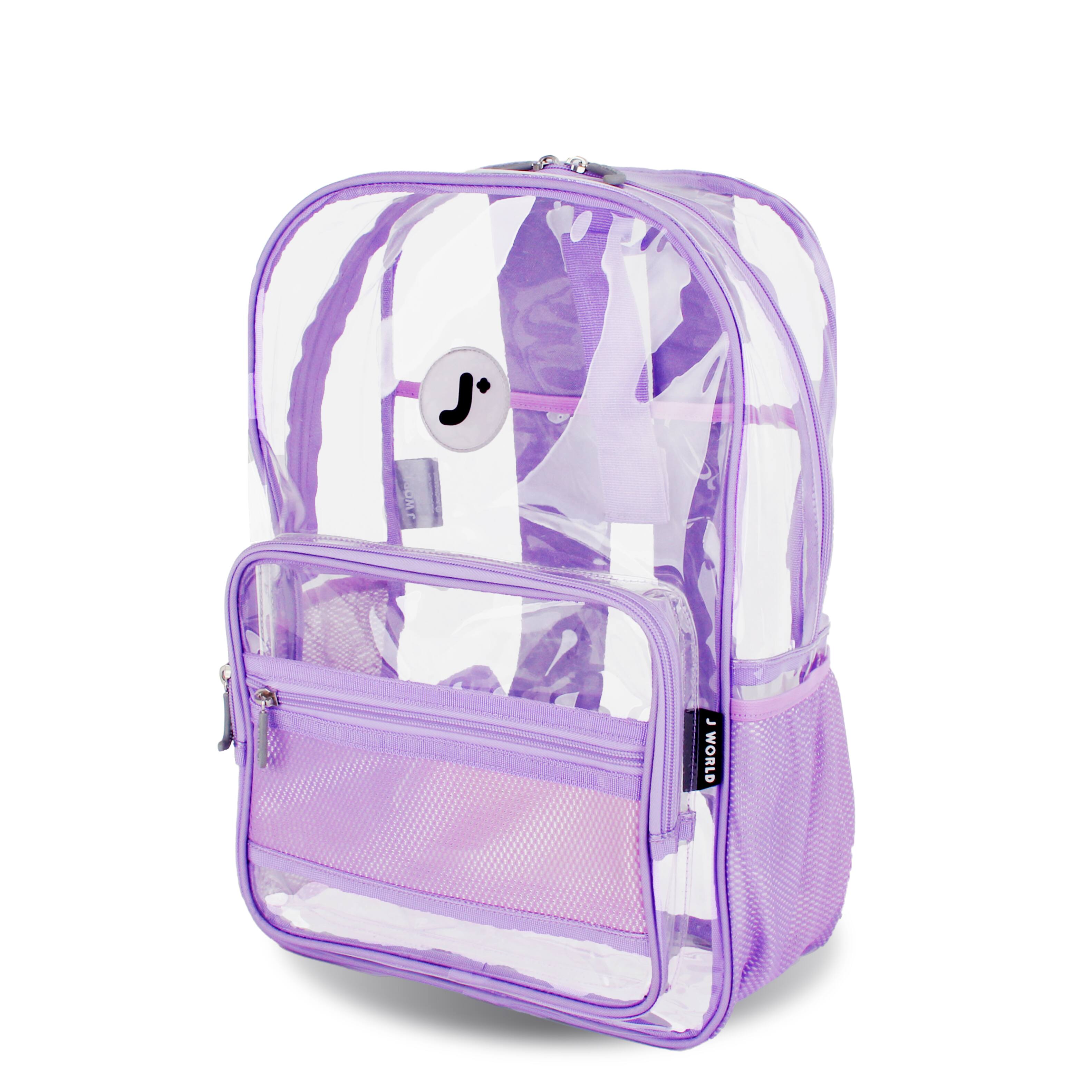 Left. J World - J World Unisex Clear 17" Laptop Backpack, Clear - DIGITAL LAVENDER.