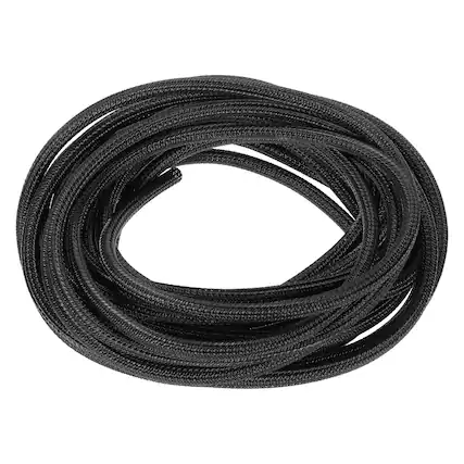 Front. Unique Bargains - Split Sleeve Wire Loom 3/16" 25Ft Self Wrapping Braided Sleeve UL94-V2 Fireproof PET for Automotive Home - Black.