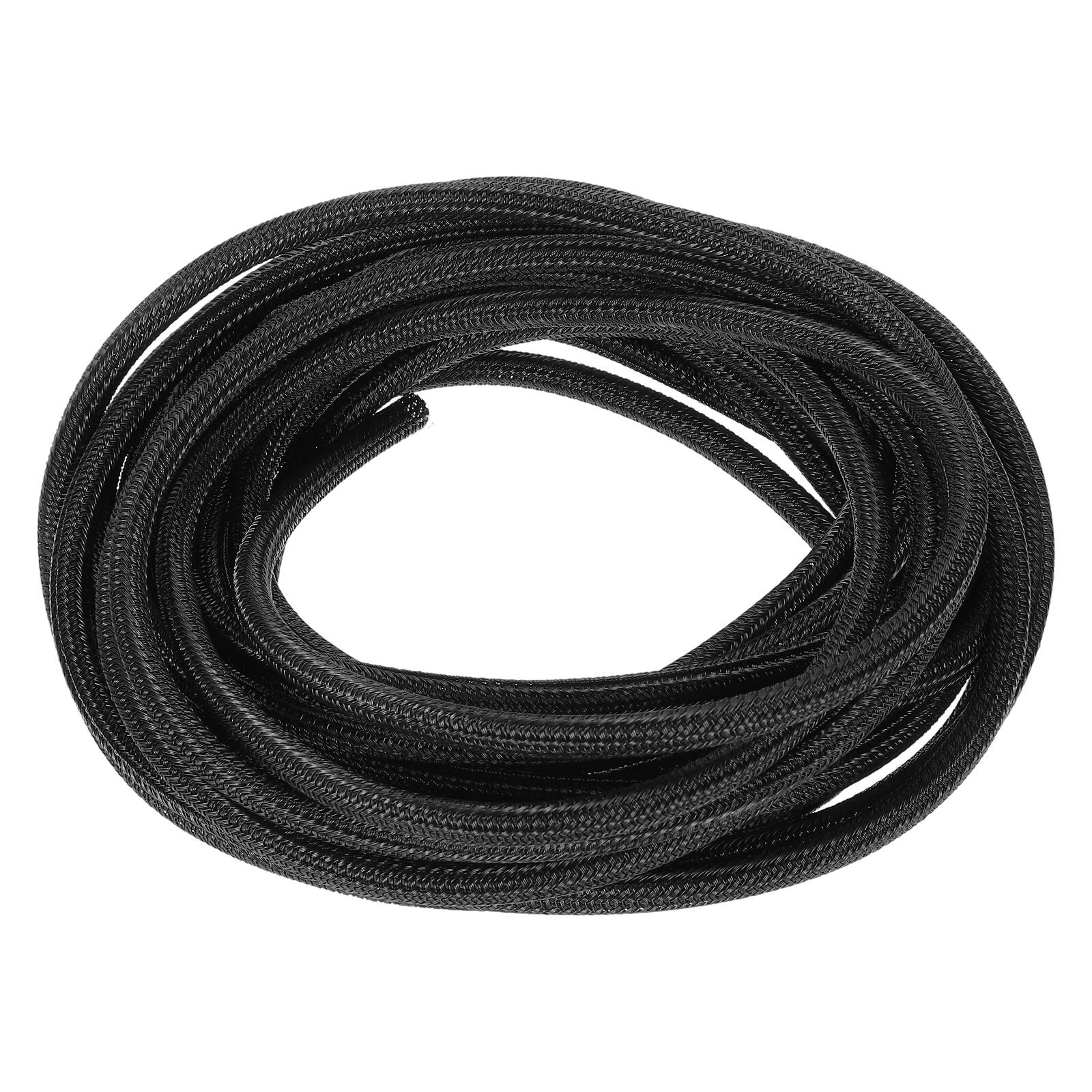 Front. Unique Bargains - Split Sleeve Wire Loom 3/16" 25Ft Self Wrapping Braided Sleeve UL94-V2 Fireproof PET for Automotive Home - Black.