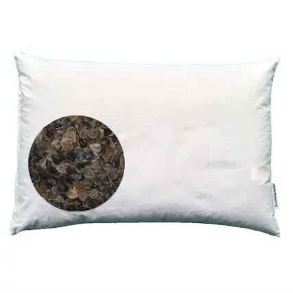 Front. Hivvago - Japanese size 14 x 20 inch Organic Buckwheat Pillow - White.