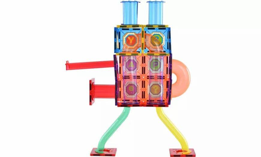Alt View 3. Link - Link Magnetic Tile Building Roller Coaster Kids Block 61 Piece Set Educational Toys For Children Ages 3 Years Plus - multi.