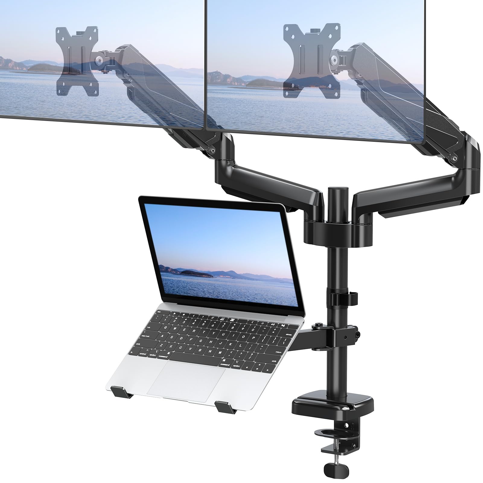 Front. Earthley Blooms - Monitor Laptop 2 Max 27 Computer Screens Tray Fits Notebook 3 1 Adjustable Desk With Vesa Bracket 75 100mm - Default.