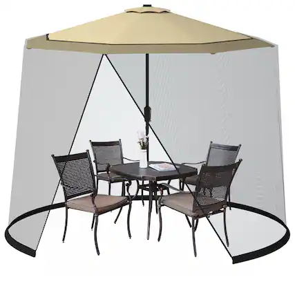 Front. Ecooso - Patio Umbrella Mosquito Net, Fits 9–10 ft Table Umbrellas for Outdoor Insect Protection - Black.