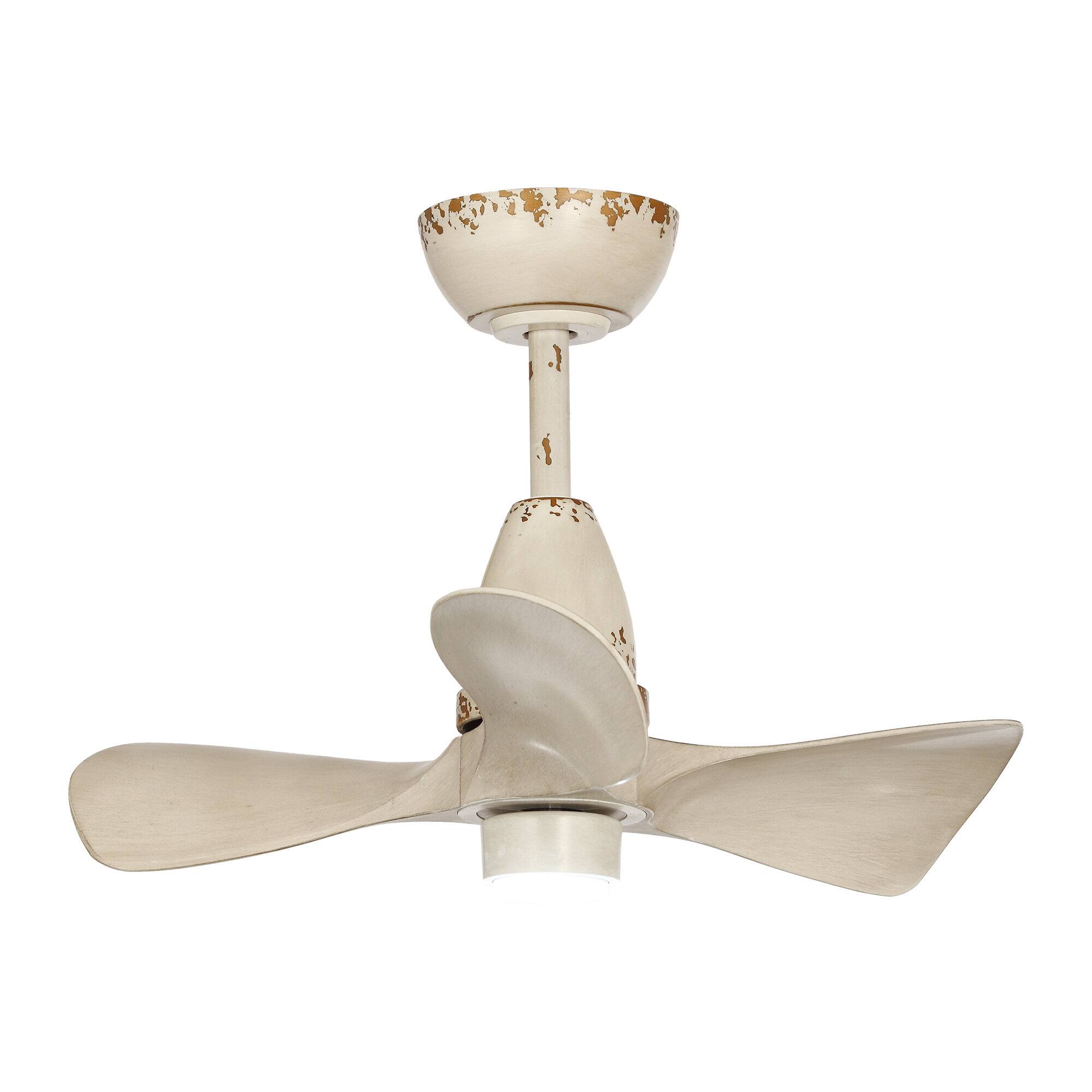 Back. Parrot Uncle - 28" Modern White Propoller LED Ceiling Fan with Remote Control - Beige.