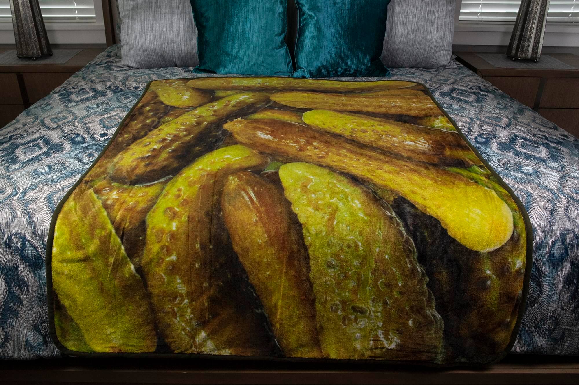 Alt View 3. Just Funky - Pickles Fleece Throw Blanket | Large Soft Throw Blanket | 60 x 45 Inches - Green.