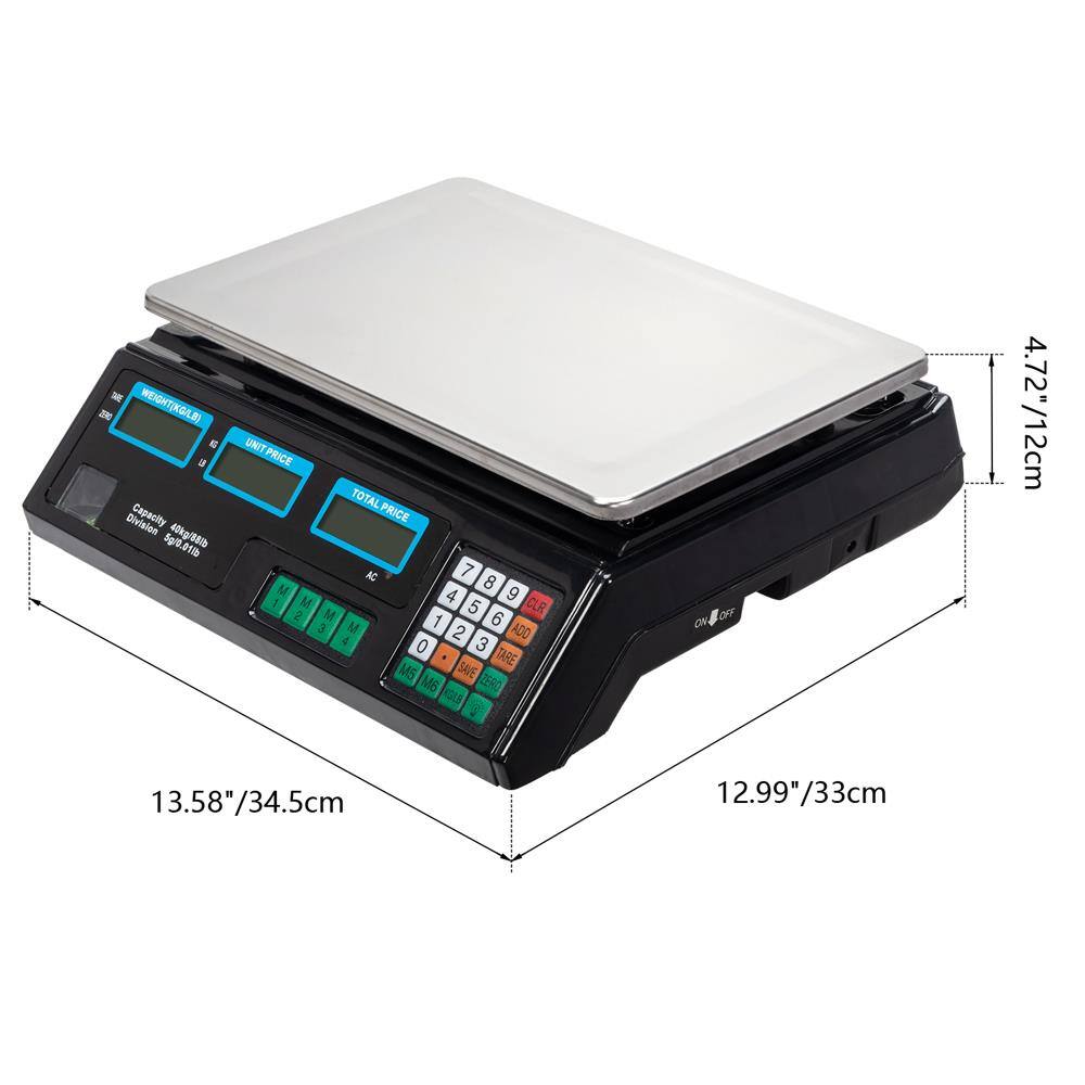- WEIGHT|KGALI
- G a Division
- Capacity 5p/l.01t
- 40kg/8 UMT
- PRICE
- TOTAL PRICE
- AC
- 7 M
- 8 M
- 4
- 9
- 1
- 5
- CLR
- 2 M
- 1
- 6
- 3 M
- 2
- ADD
- 4 0 3
- TARE
- MS
- SAVE
- M6
- ZEA
- GU
- V
- OFF
- 4.72"/12cm
- 13.58"/34.5cm
- 13.58"
- 12.99"/33cm