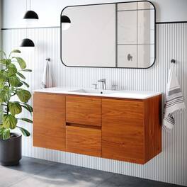 Scenic Wall-Mount Bathroom Vanity Basin Included by Modway - Cherry White