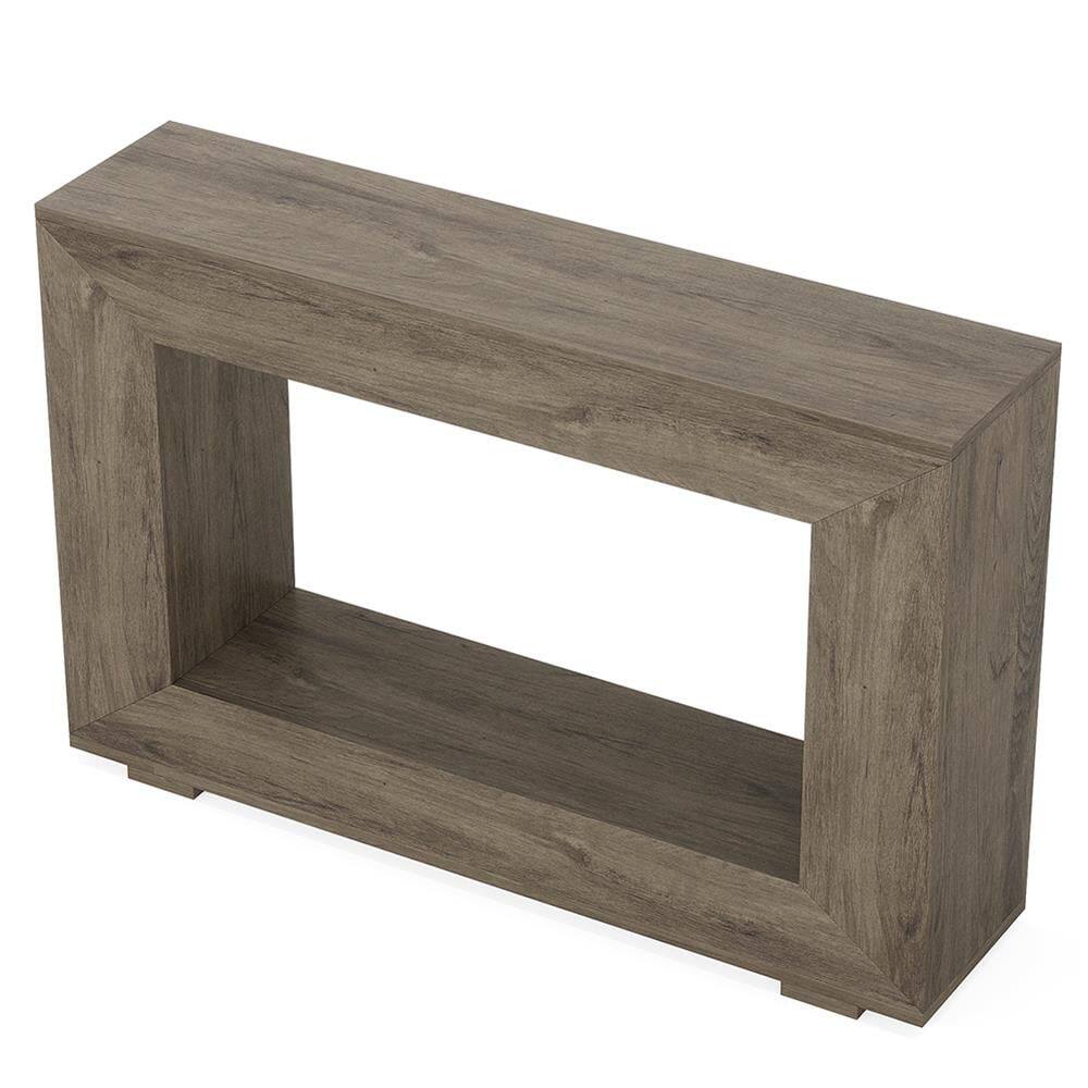 Left. Kadyn - Console Sofa Table, Display Shelf,Farmhouse Console Table, 47" Wood Entryway Sofa Table with Storage,Grey - Gray.
