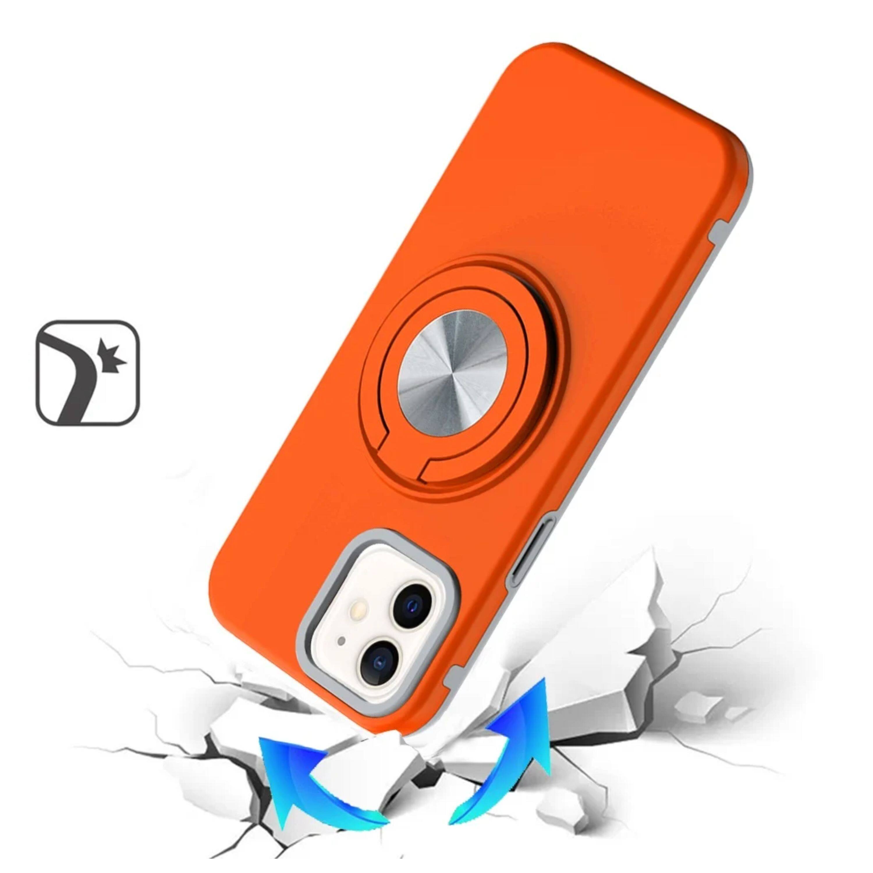 Left. Kitcheniva - Solid Rugged Shockproof Phone Case With 360 Stand Tempered Glass For iPhone 12/12 Pro Cosmic Orange - Cosmic Orange.