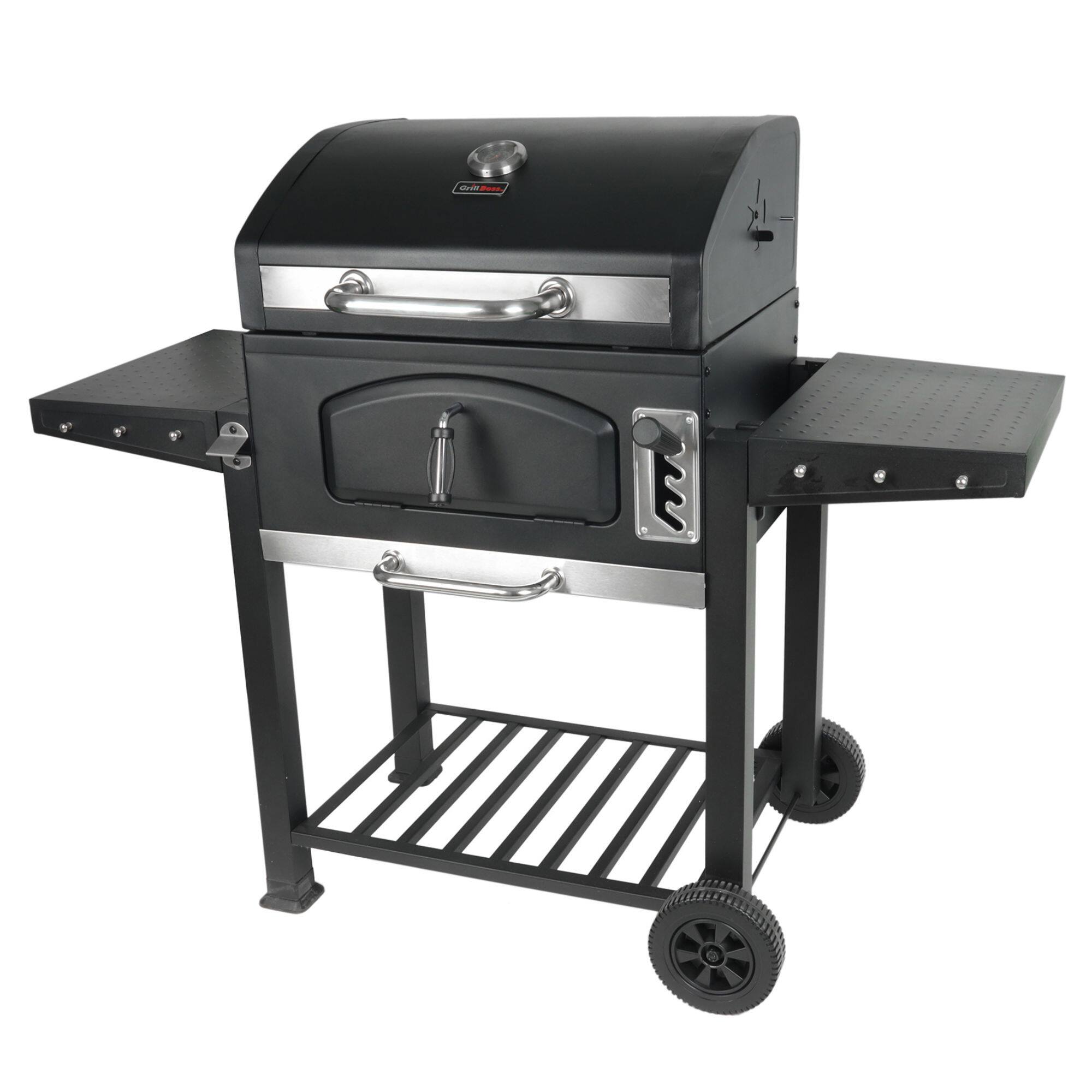 Alt View 2. Grill Boss - Grill Boss 24 Inch Charcoal BBQ Grill, Side Shelves, Built In Thermometer, Black - Black.