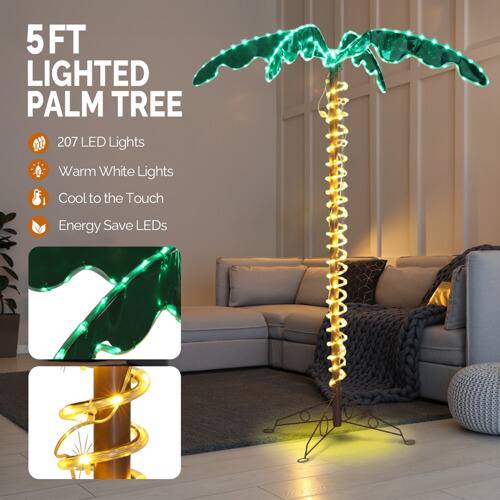 5FT LIGHTED PALM TREE

- 207 LED Lights
- Warm White Lights
- Cool to the Touch
- Energy Save LEDs