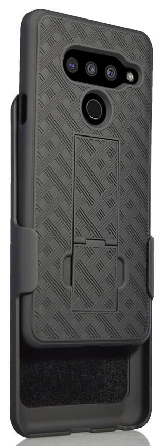 Alt View 7. Nakedcellphone - Case with Stand and Belt Clip Holster Combo for LG V50 ThinQ - Black.