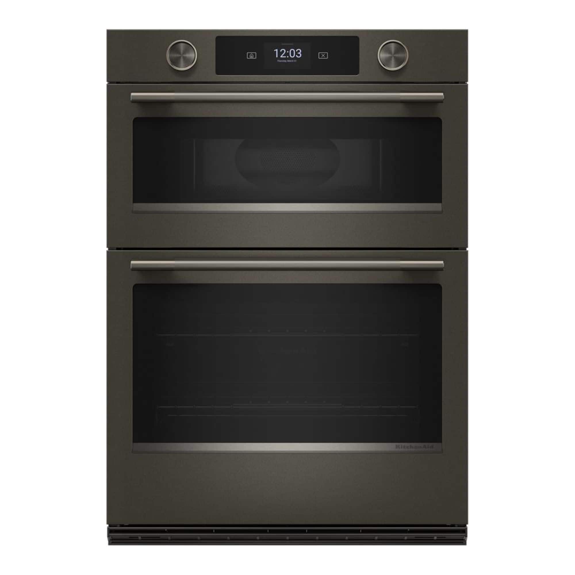 KitchenAid - 30" Smart Built-In Electric Double Wall Combination with Microwave and Assisted Cook Cycles - Black Ore