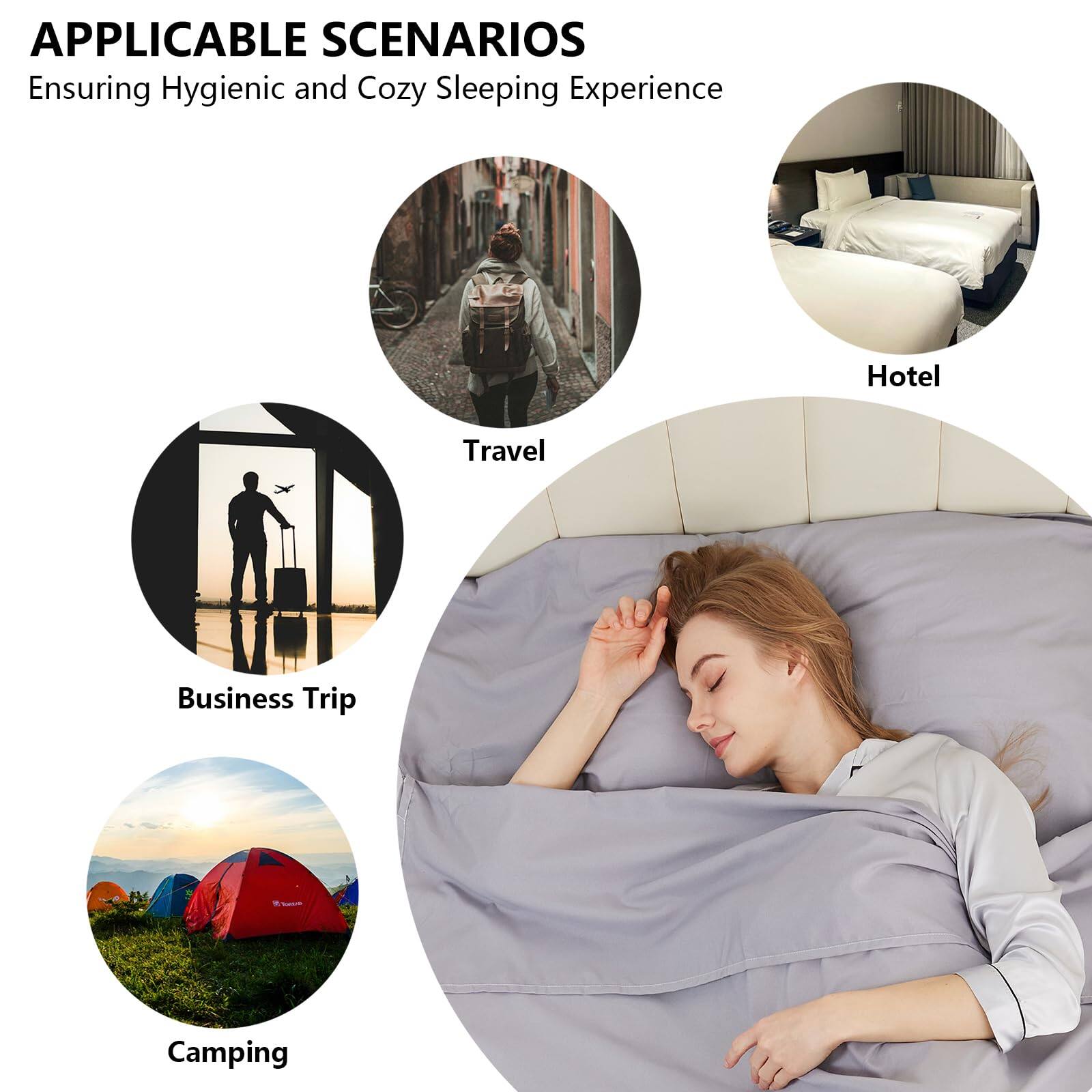 APPLICABLE SCENARIOS  
Ensuring Hygienic and Cozy Sleeping Experience  

- Travel  
- Hotel  
- Business Trip  
- Camping