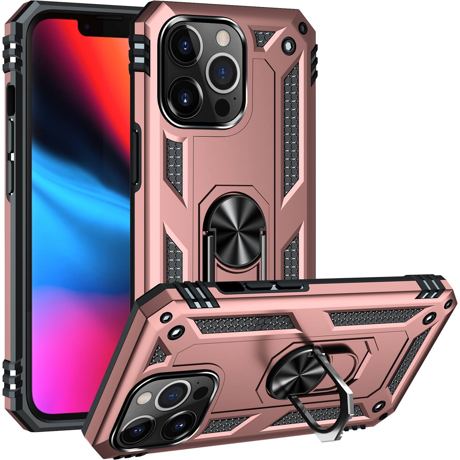 Alt View 12. SaharaCase - Raider Series Kickstand Case for Apple iPhone 13 Pro - Rose Gold.
