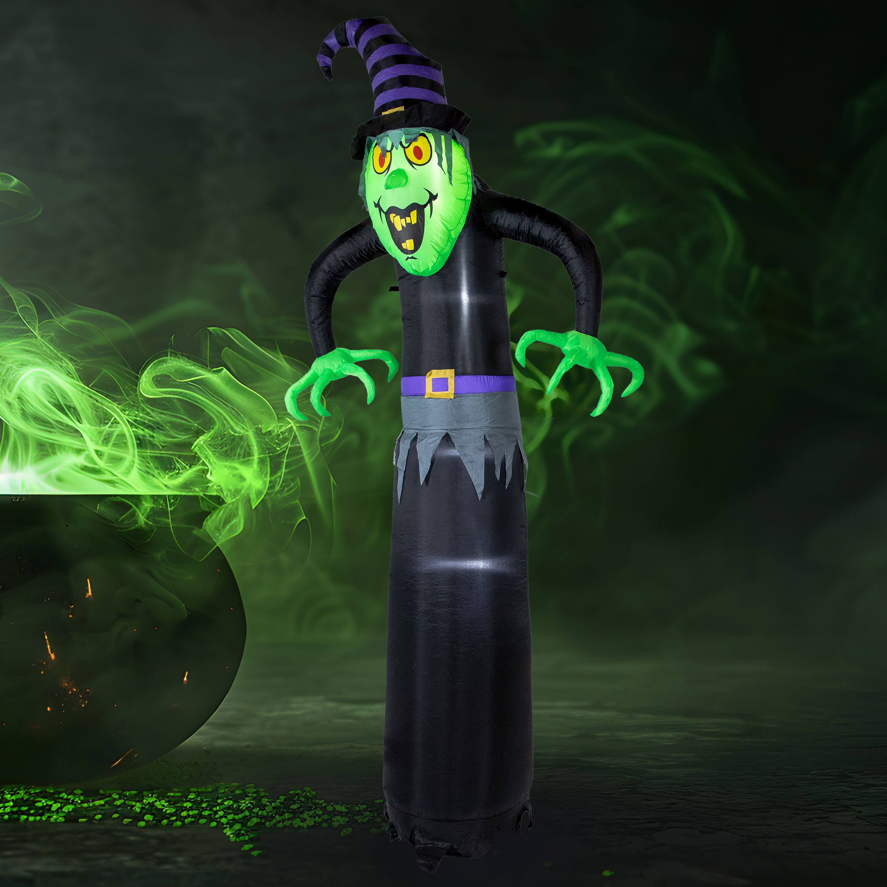 Alt View 1. Sunnydaze - Winifred the Wicked Witch Inflatable Halloween Decoration - 8 ft - Black.
