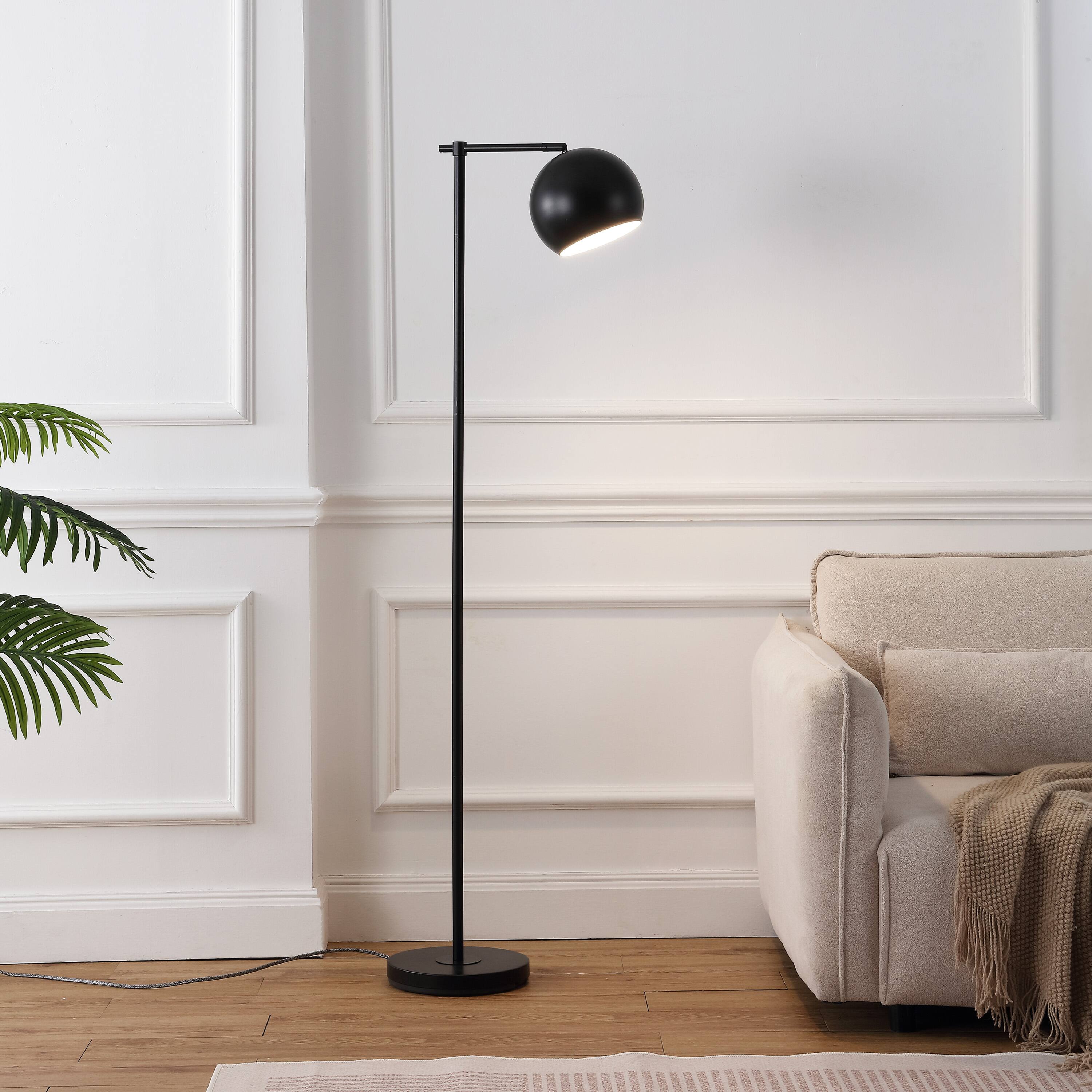 Alt View 1. Jonathan Y - Eva 58.5" Modern Contemporary LED Floor Lamp with Metal Globe Shade, Black - Black.