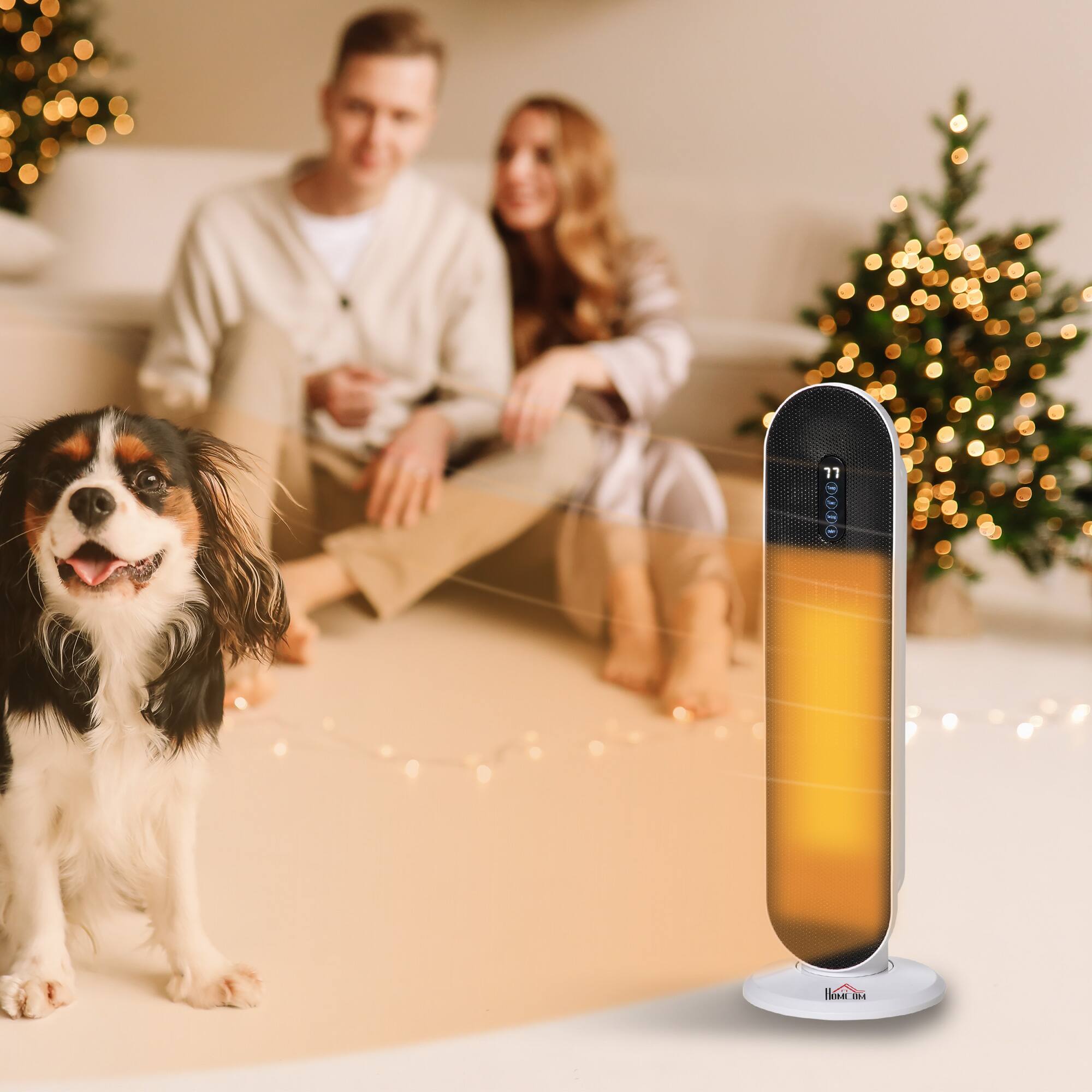 Alt View 1. Homcom - Ceramic Tower Indoor Space Heater for Home, Adjustable Thermostat - White, Black.