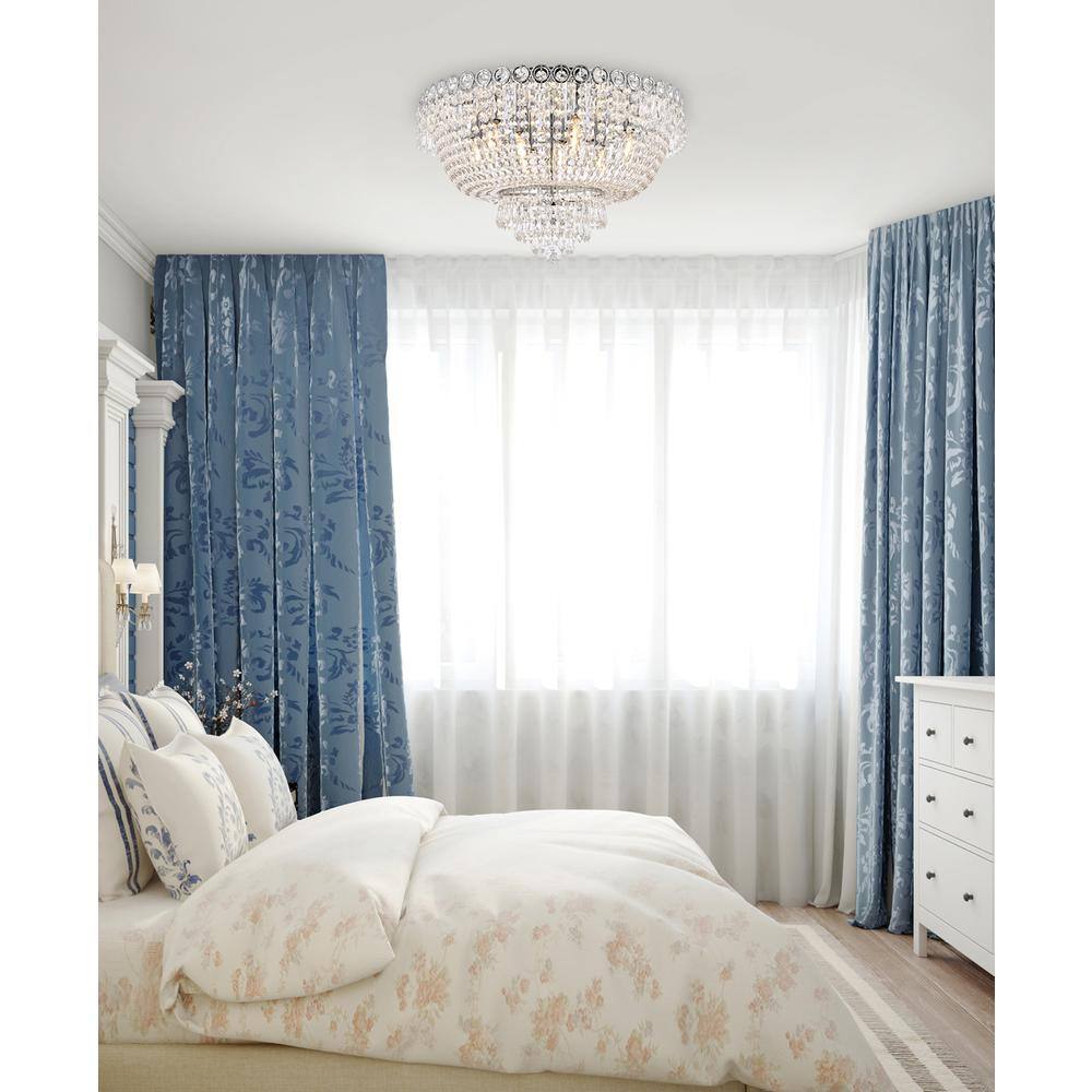 Left. Elegant Lighting - Century 9 light Chrome Flush Mount Clear Royal Cut Crystal - Chrome.