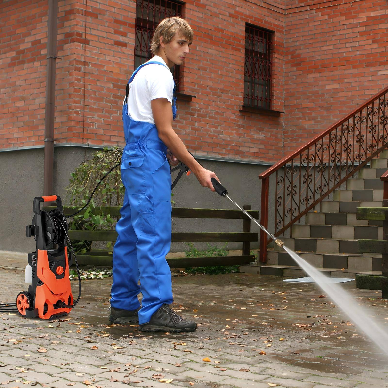 Alt View 5. HONGGE - 2150 PSI 1.2 GPM Electric Pressure Washer with Foam Cannon and 4 Nozzles - Orange.