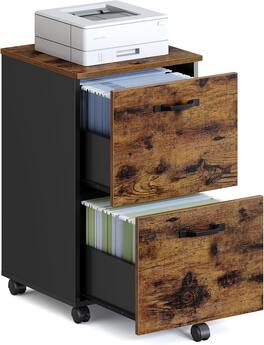 Songmics Home - 2-Drawer Rolling File CabinetRustic Brown and Ink Black