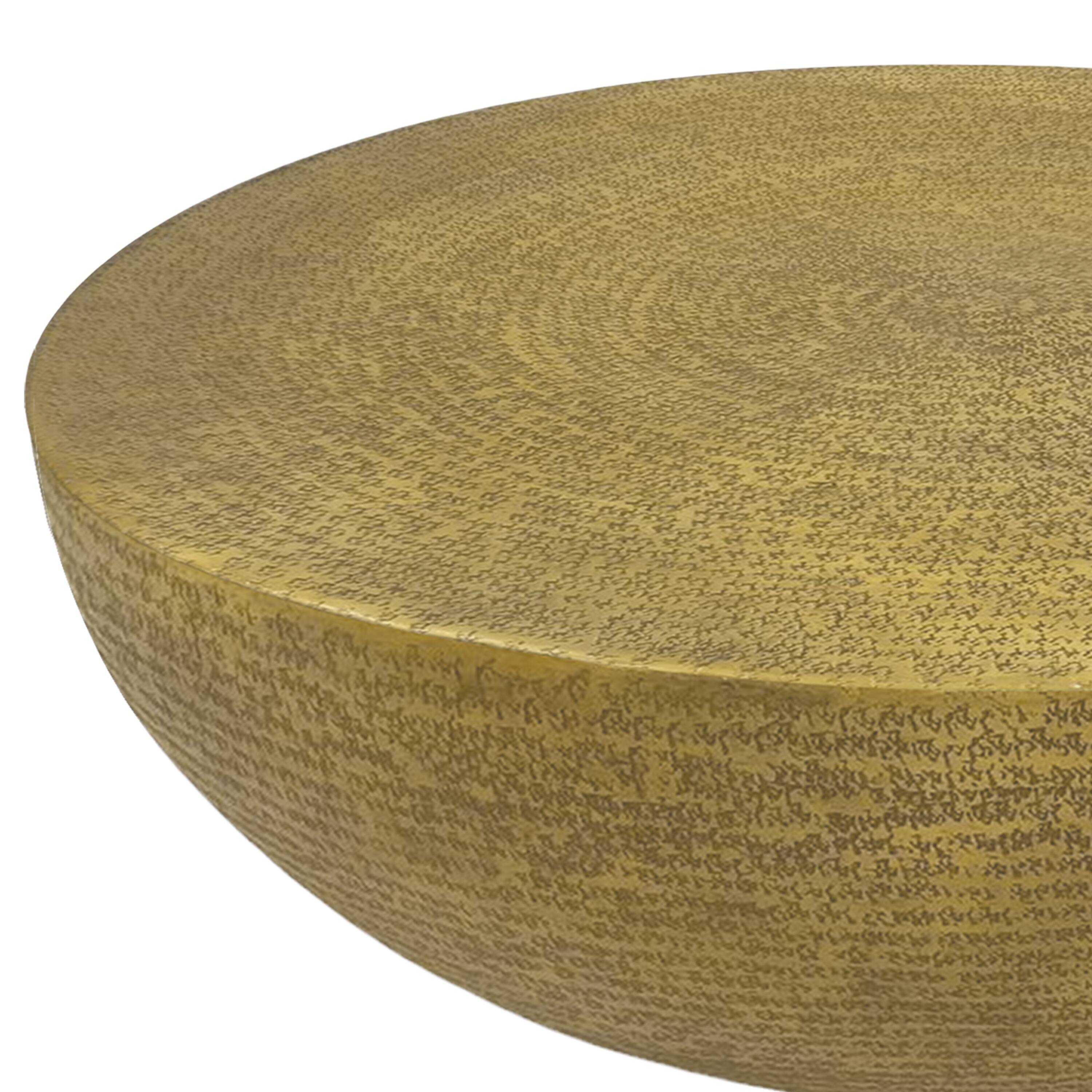 Alt View 1. Manhattan Lane - Terminus Coffee Table, 36 Inch Round Bowl Base with Hand Etched Texture, Antique Brass - Brass.
