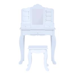 Teamson Kids - White Kids Vanity Table with Stool