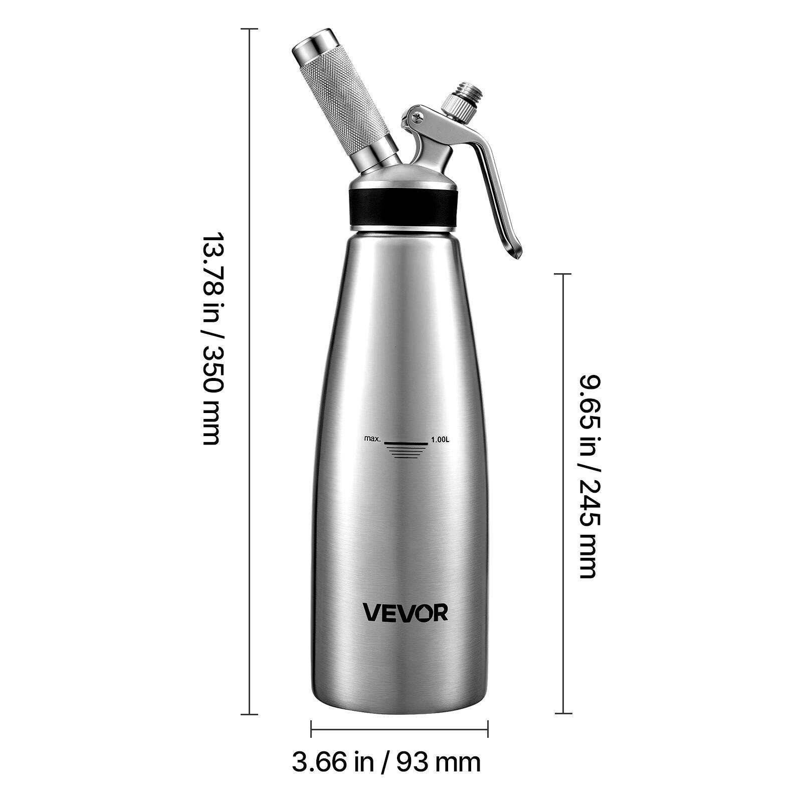 13.78 in / 350 mm  
9.65 in / 245 mm  
3.66 in / 93 mm  
max. 1.00L VEVOR
