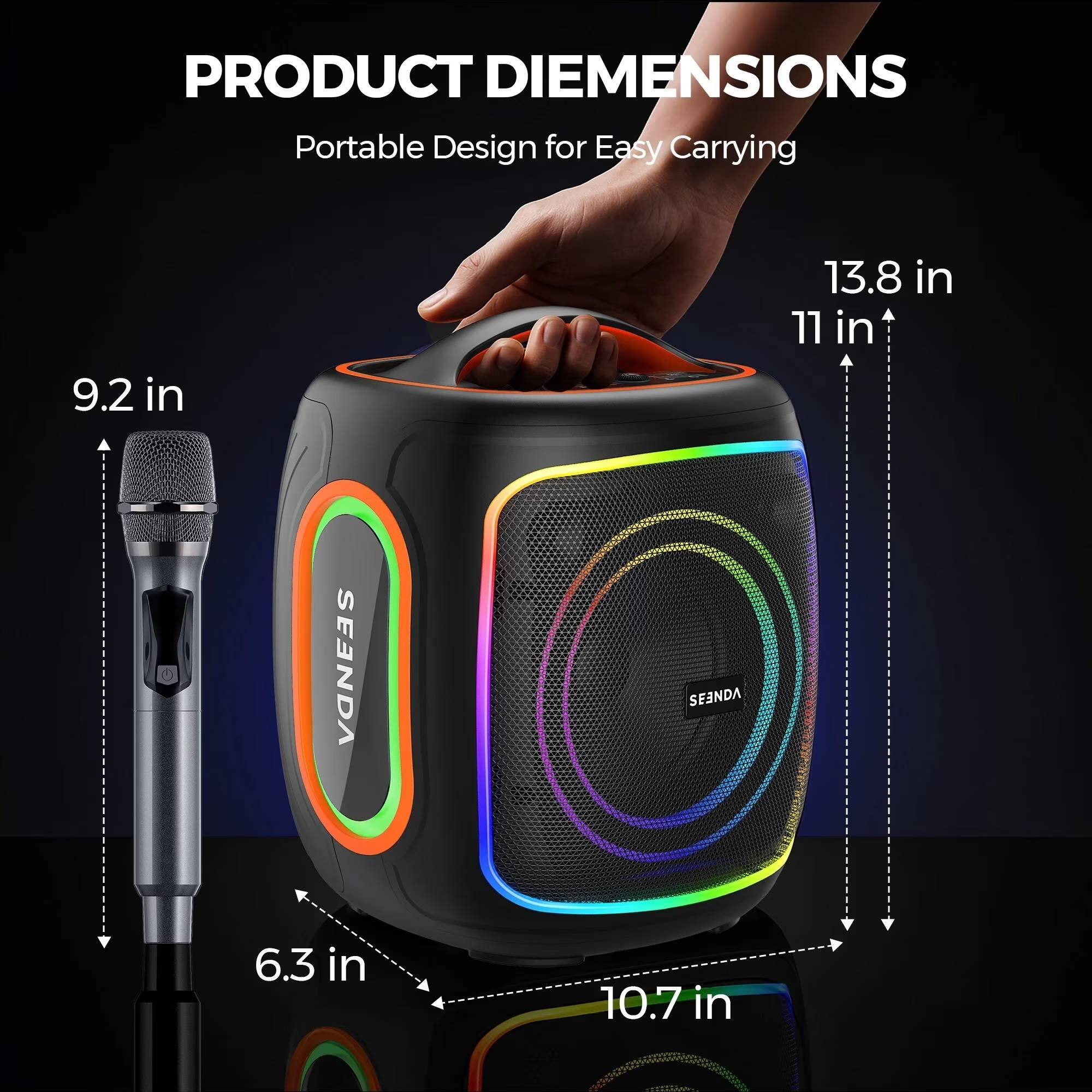 PRODUCT DIMENSIONS  
Portable Design for Easy Carrying  
9.2 in  
6.3 in  
10.7 in  
13.8 in  
11 in