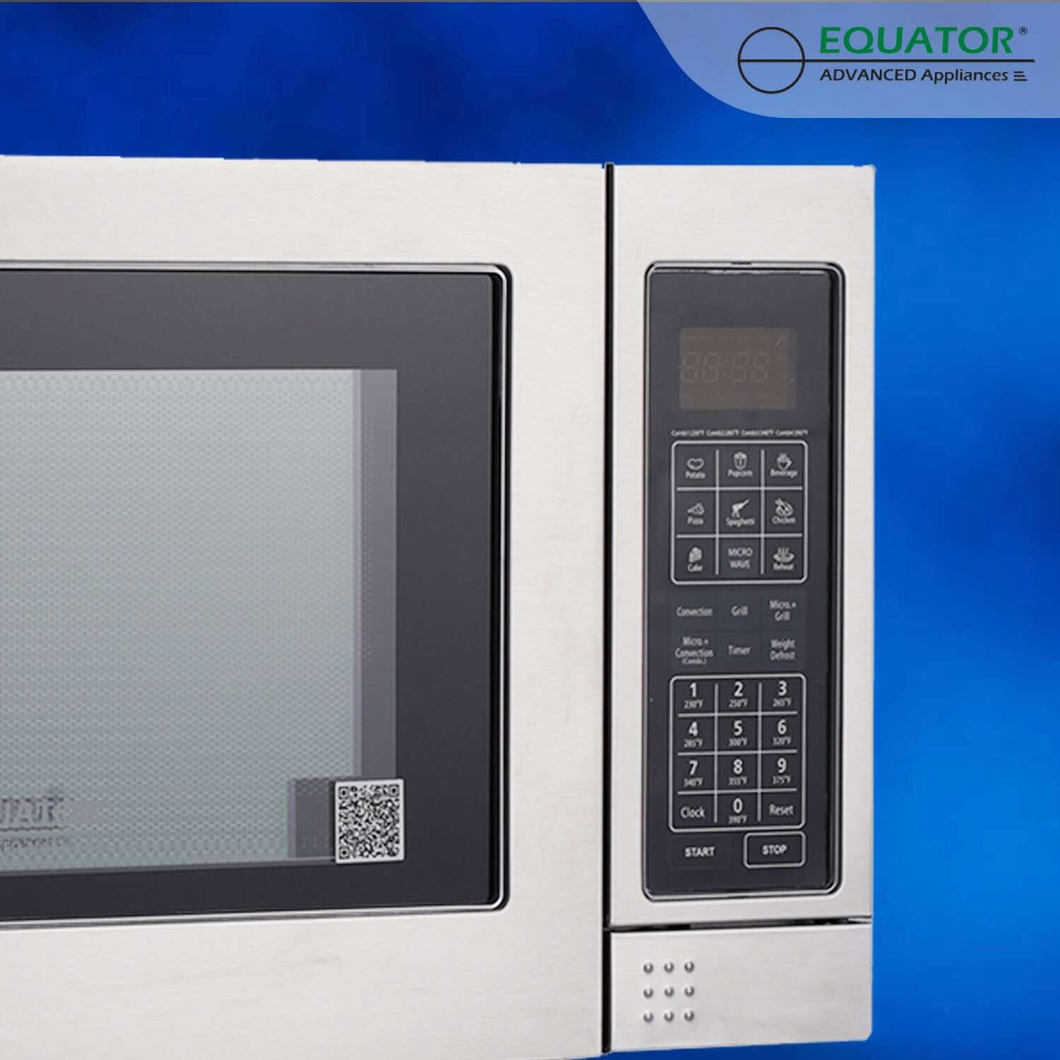 EQUATOR ADVANCED Appliances

Microwave
Convection 3 Mode Convection Timer
Mou 2 Weight Defrost
1 2509 4 2019 7 1417 Clock
2 2509 5 XNIV 8 2019 0 JNY
3 2019 6 XXII MY Reset
START
STOP