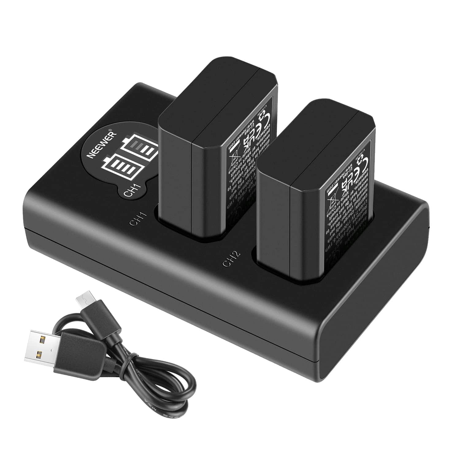 Neewer - 2-Pack NP-FW50 Replacement Battery & Charger Set - for Sony A7, ZV-E10 & Alpha Cameras