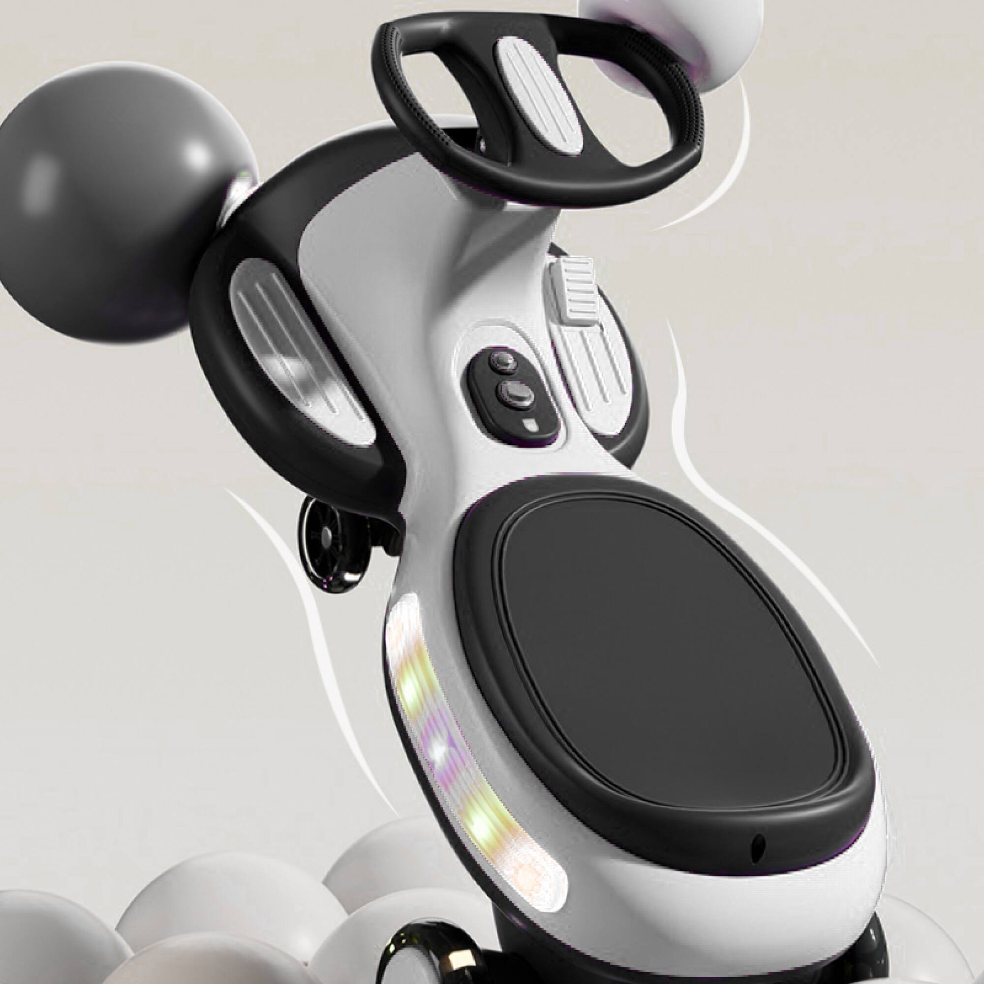 Alt View 4. ELEMENT ACE - Electric Ride-On Wiggle Car for Kids with LED Lights and Music, Suitable for Indoor Ages 3 and Up - White+Black.