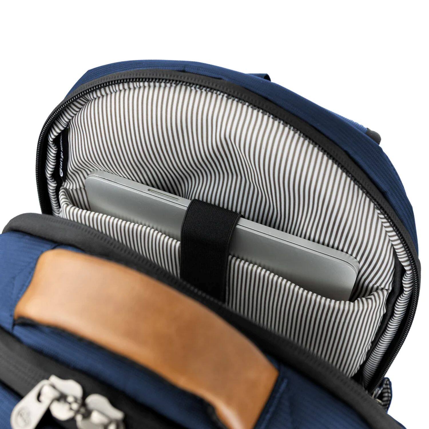 Alt View 2. PKG - Aurora Metro Backpack - Navy / Tan.