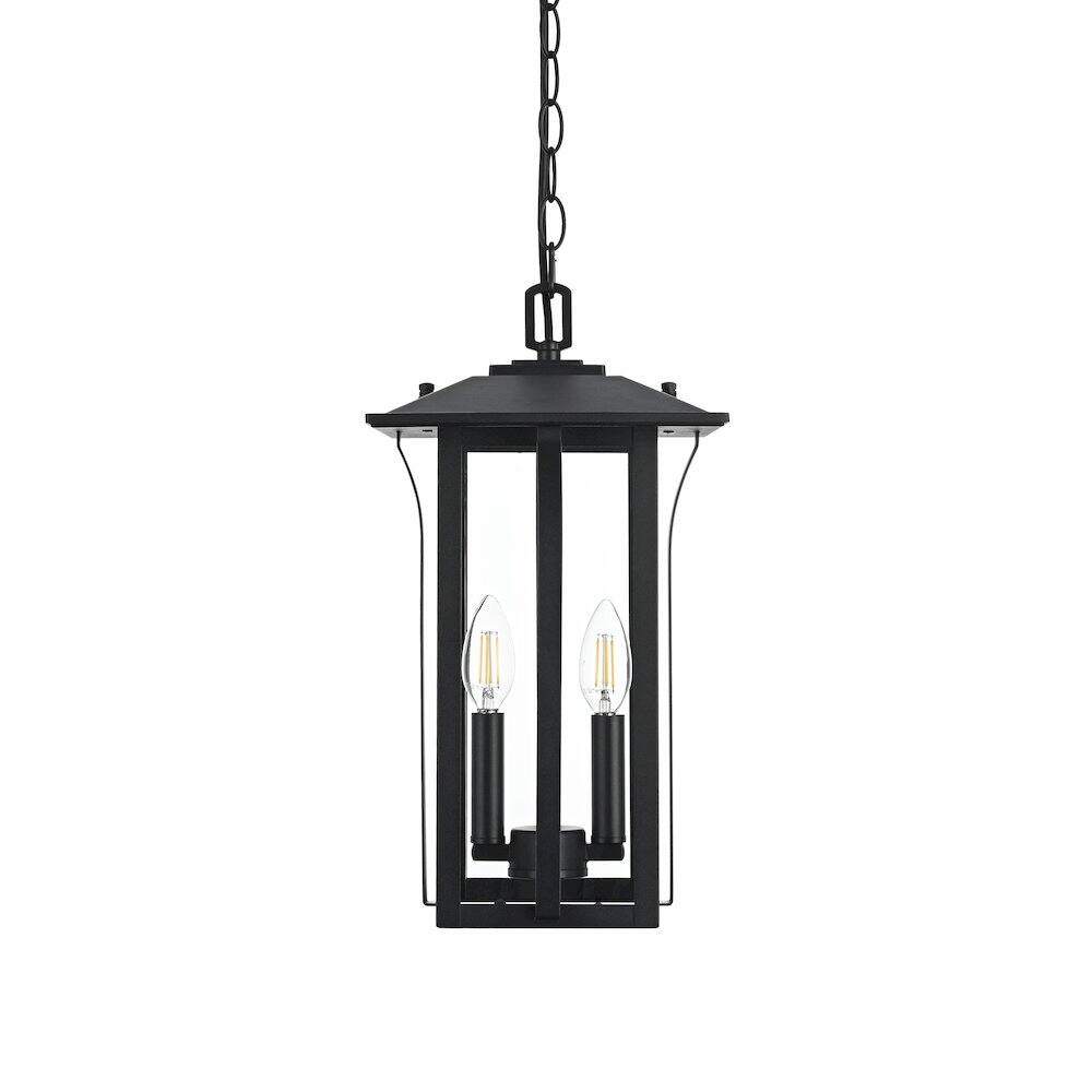 Left. Elegant Lighting - Thayer 7 inch Outdoor Pendant in Black - Black.