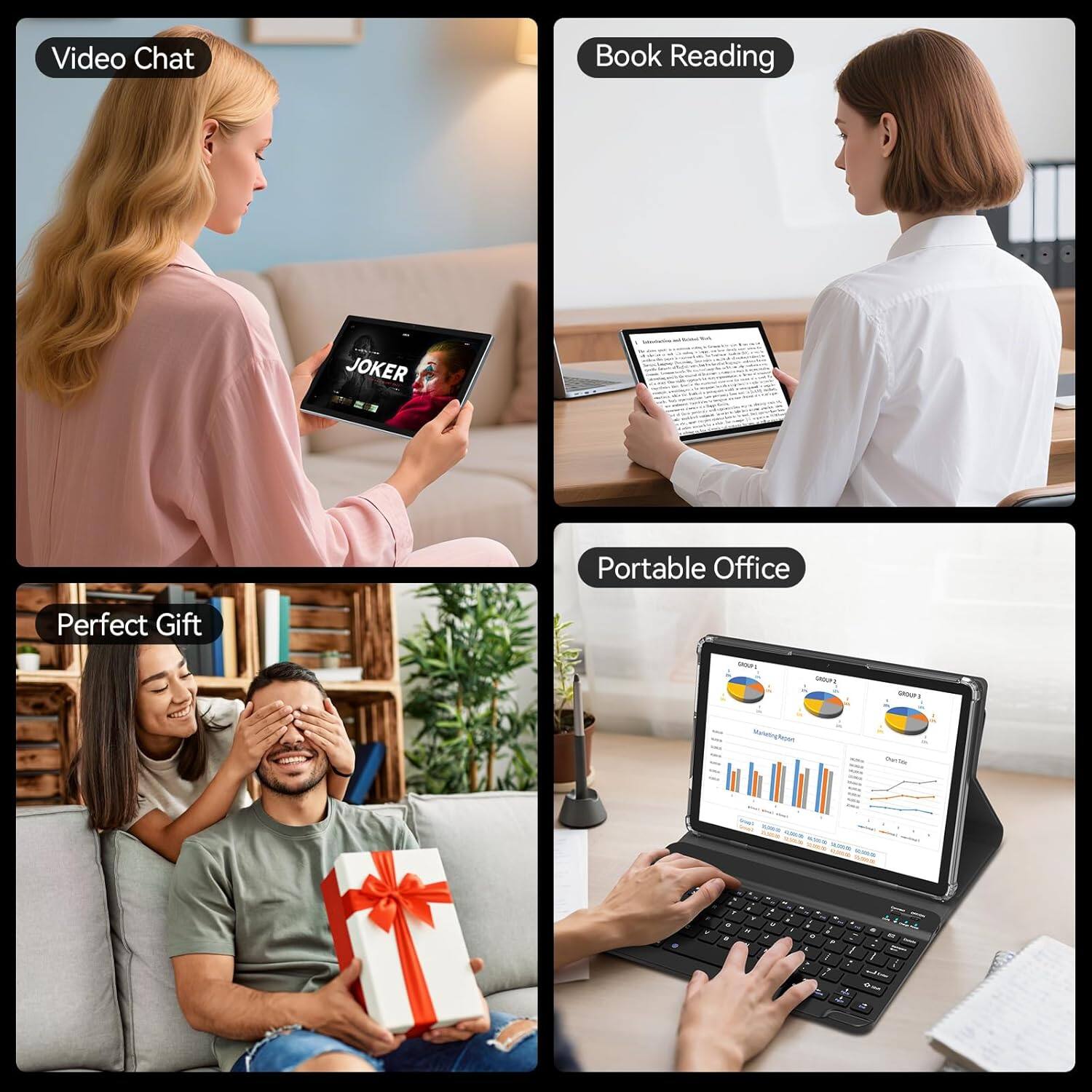 Video Chat  
Book Reading  
Perfect Gift  
Portable Office